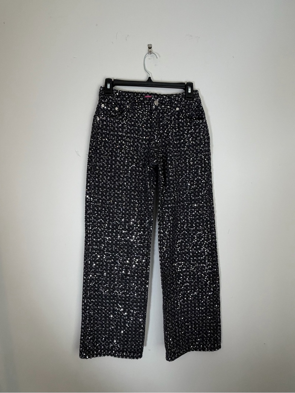 Edikted Black Sequin Wide Leg Pants